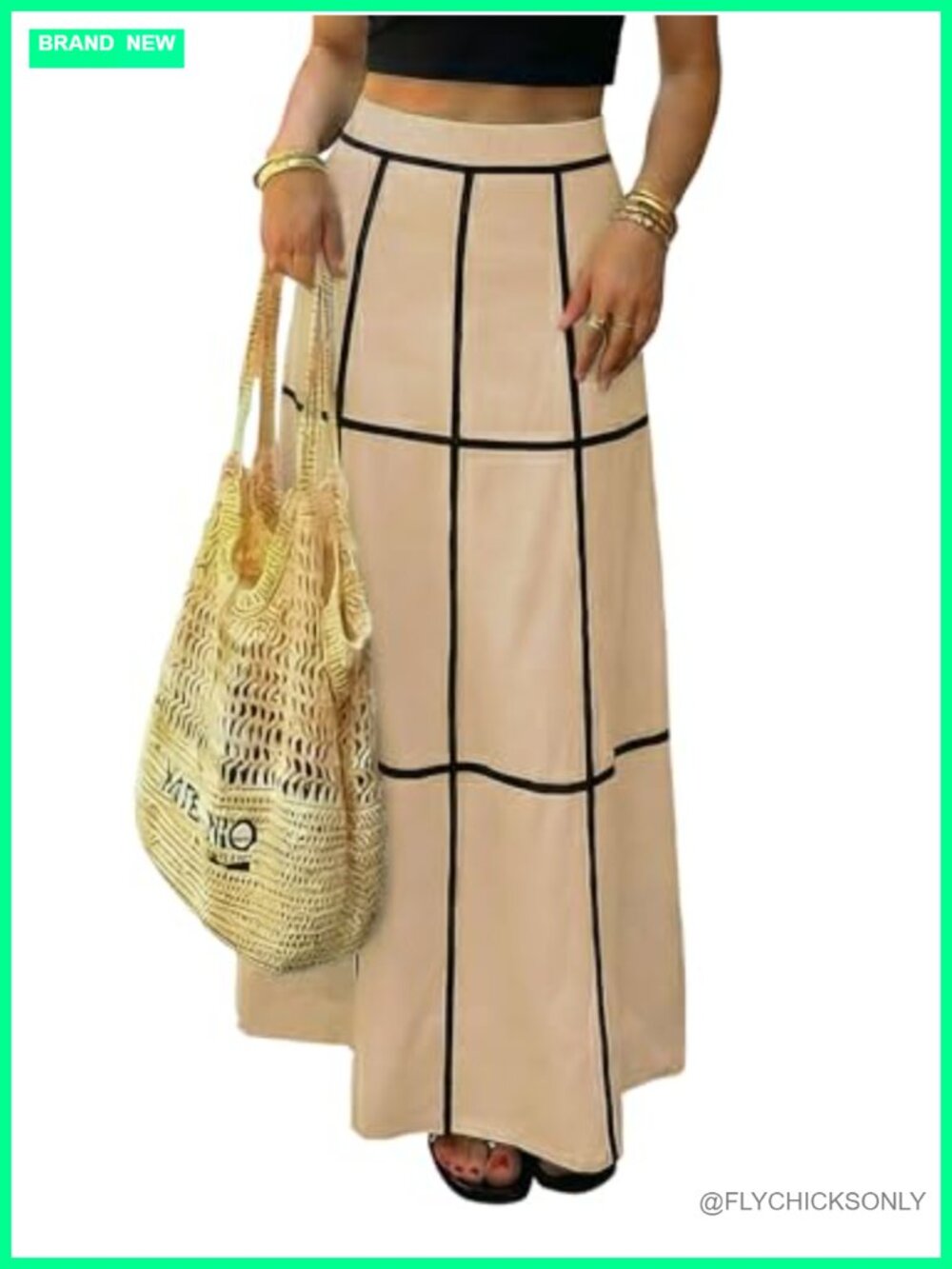 EXLURA Womens Maxi Skirt Boho Flowy A-Line Long Skirt Work Holiday